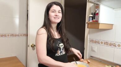 My boyfriend's friend fucks me hard in the kitchen until I'm dripping with cum