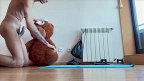 My teddy bear ruined my tight hole raw and messy