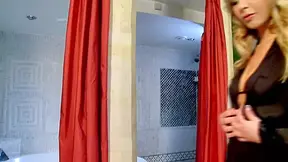 Blonde fairy gets her asshole fingered then screwed in the bathroom