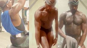 sexy edited lat workout and sexy flexing black muscle short