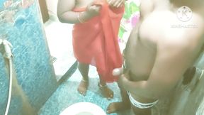 Step Mom gave a surprise hand job and blowjob in the bathroom