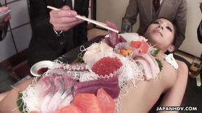 ”Sucking on the assistant's nipples”