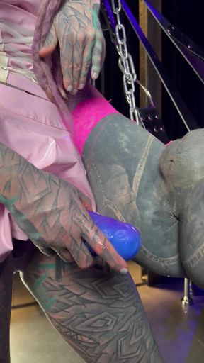 Gothic Ink Queen Destroys ANAL Hole with Massive Strap-On   Clip 1