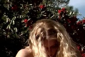 A Pretty Blonde Doll Fucked Outdoors Until a Facial