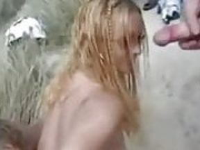 Girl having sex with strangers on the beach