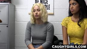 Teen withs moans in kinky threesome with uniformed man