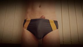 Growing Erection in Swimming Trunks