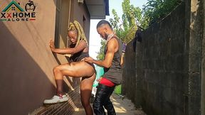 Jasmine Candy Is a slutty neighbor. She had a quick sex with her neighbors Outdoors behind the windows