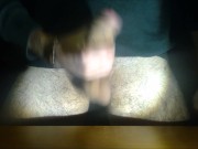 Frontal jerk off and squeezing balls after work with cum on my desk