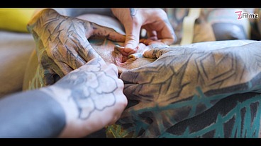 Burlesque tattoo beauty with big boobs gives anal fuck with strap-on (goth, punk, alt porn) ZF033