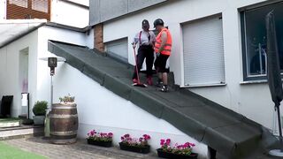 construction worker fucks the vulgar MILF directly inside the booty