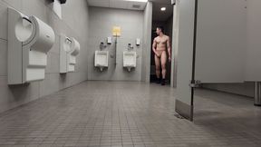 masturbate and cum in public bathroom
