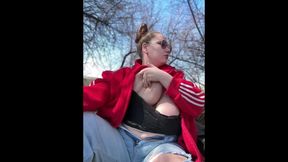 Taking out My Giant Tits in a park