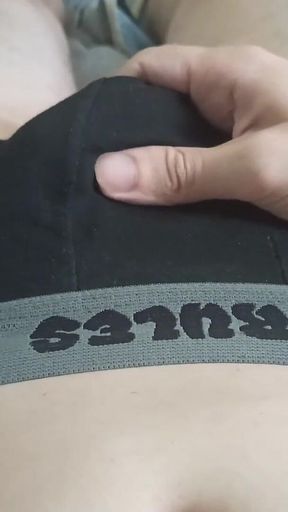 Guy Massages His Dick Through His Underpants