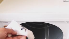 Barefoot Mel Caught Sniffing Socks in the Laundry Room