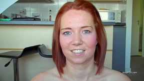 pale and freckled skinned cocksucking british redhead takes a creampie