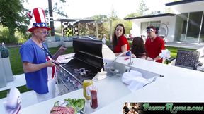 MILF and Teen Brunette share cock in wild threesome