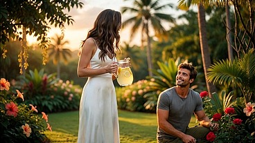 Valentina, a beautiful young millionaire flirts with the family gardener hidden from her parents, Mateo fucks her without mercy - porn in Spanish - audio in Spanish - ai porn