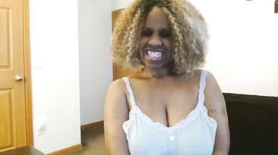 Ebony Dominatrix Slut Gags on Big Tits Solo Dom Session