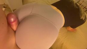 CFNM British MILF grinds tight yoga pants till big cumshot ruins her ass