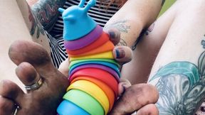 Toy play between my feet