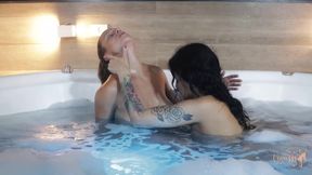 Venusss and Mia Kissing in Bathtub