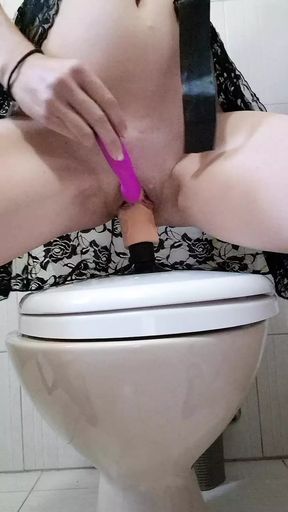 big toy masturbating in toilet