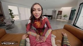 Hot Latina rides big dick and swallows cum in VR parody