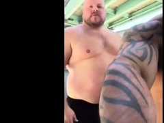 Master and his hubby after their workout in the parking lot.