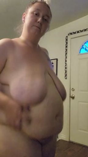Fat ugly whore shows off her bbw body