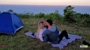 Amateur couple goes wild in horny outdoor fucking at camp