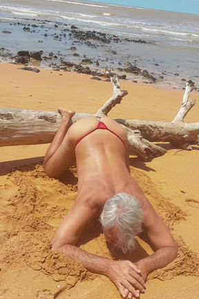 Ladysilva in panties on the beach