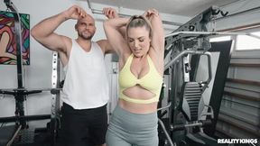 Awesome dick-riding action with a busty blonde babe Joslyn Jane