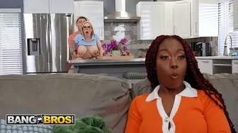 Nerdy Cubbi Thompson shares Johnny Love in big tit interracial threesome