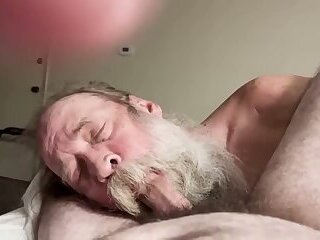 Daddy Bear Sucking Hairy Cub Cock - Big Bearded Face Fuck