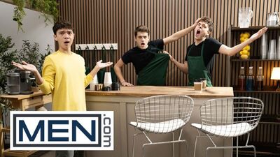 MEN - Sam Ledger Asks Barista Joey Mills For Something Hot & Creamy So He Gets Cum All Over His Body