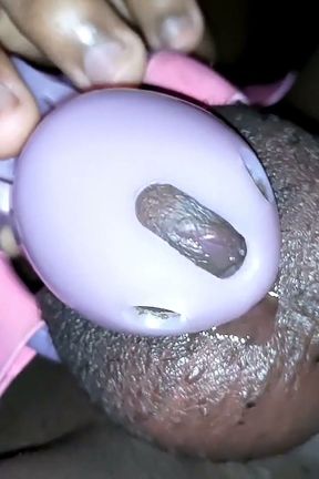 Black Femboy Sissy Shoots a Big Load of Cum in Chastity Cage