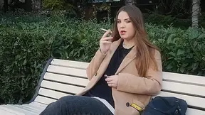 Russian Chick Spends Her Lunch Break Smoking 3 Cigs In A Row