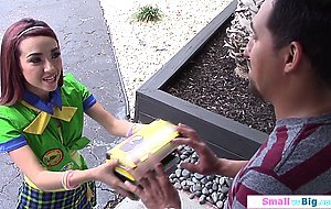 A petite teen cookie seller sucking a big cock to get sales