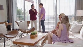 Adult Time - Horny Hotwife Scarlett Sage Swaps Husbands with Bestie Carlita Ray! Wild Group Fuck