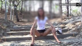 Teen slut gets fucked on public beach