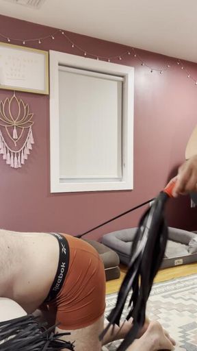 Sub spanked hard with a flogger