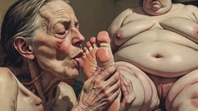 90 Year Old Granny Licking & Sucking BBW Big Feet - Very Aroused