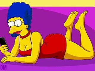 Married Housewife Cheats on Her Cuckold Spouse on a Pink Daybed. Toon Parody Simpsons. Comics