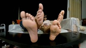 Asian couple stinky feet and shoes 360VR