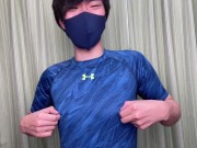 ジム帰り早々にチクニーしてイってしまうヘンタイ大学生【乳首オナニー動画】