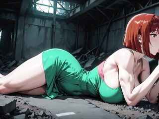 Redhead Manga Girl Screwed Hard in Ruined Factory - Leaking Cum All Over Her Big Ass