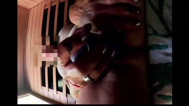 Sauna squirt milf babes ride dildo to cumshot
