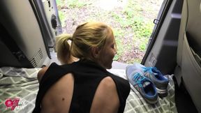 Hot Blonde Bitch Fucked Outdoors in a Car!!!