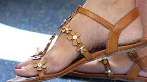 Amazing foot and sandal fetish admiration, hot feet and legs, sexy legs movements